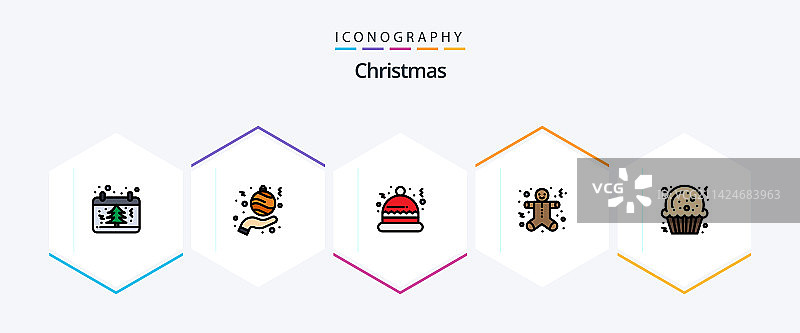 圣诞节25个填充轮廓图标包图片素材