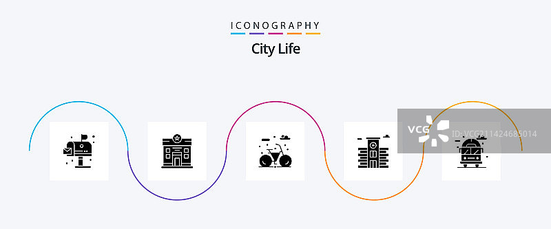 城市生活字形图标，包含厢型车图片素材