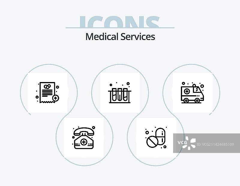 医疗服务线性图标包5个设计图片素材