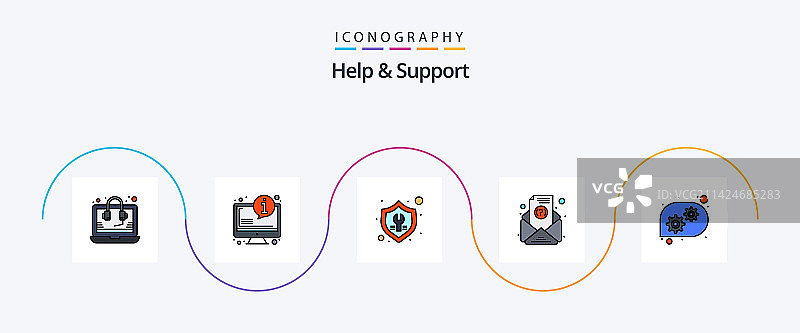 帮助与支持线性填充5图标包图片素材