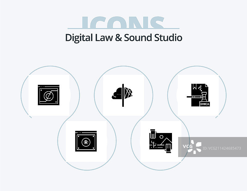 数字法律与录音棚 Glyph 图标包 5图片素材