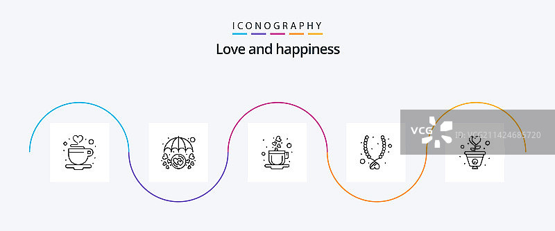 包含礼物的爱情线条图标包图片素材