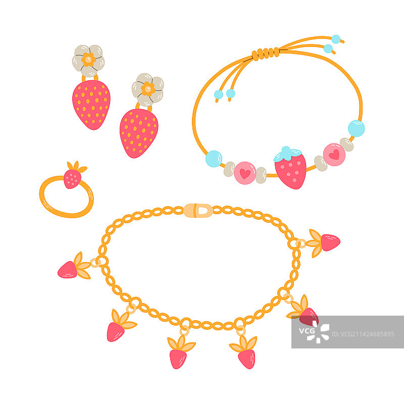 草莓儿童卡通珠宝图片素材