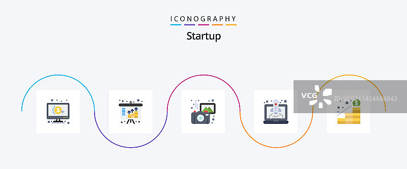 包含增长的创业扁平风格5图标包图片素材