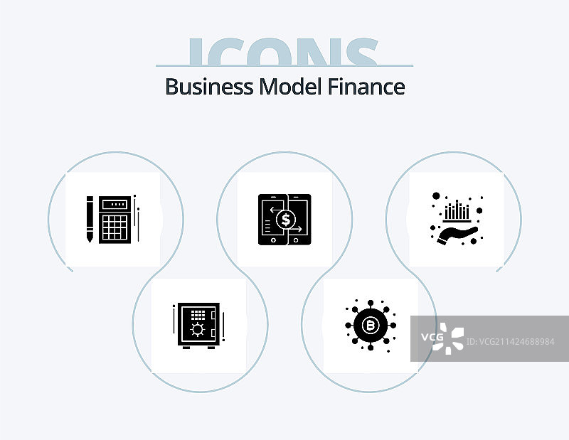 金融字形图标包5个图标设计支付图片素材