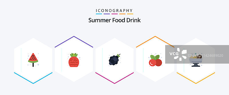 夏季美食饮品扁平图标包图片素材