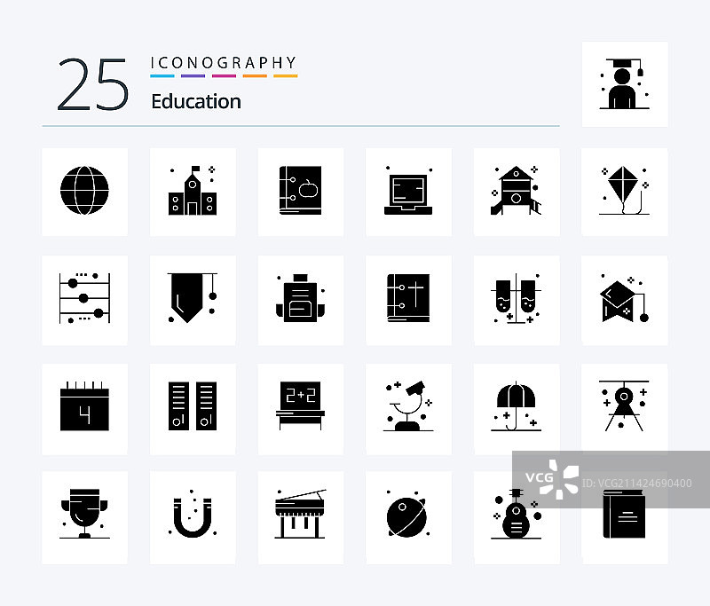 教育类25个描线图标合集图片素材