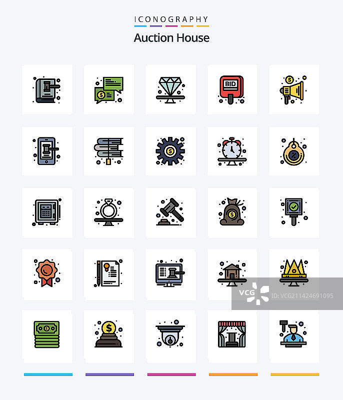 创意拍卖25线条填充图标包图片素材