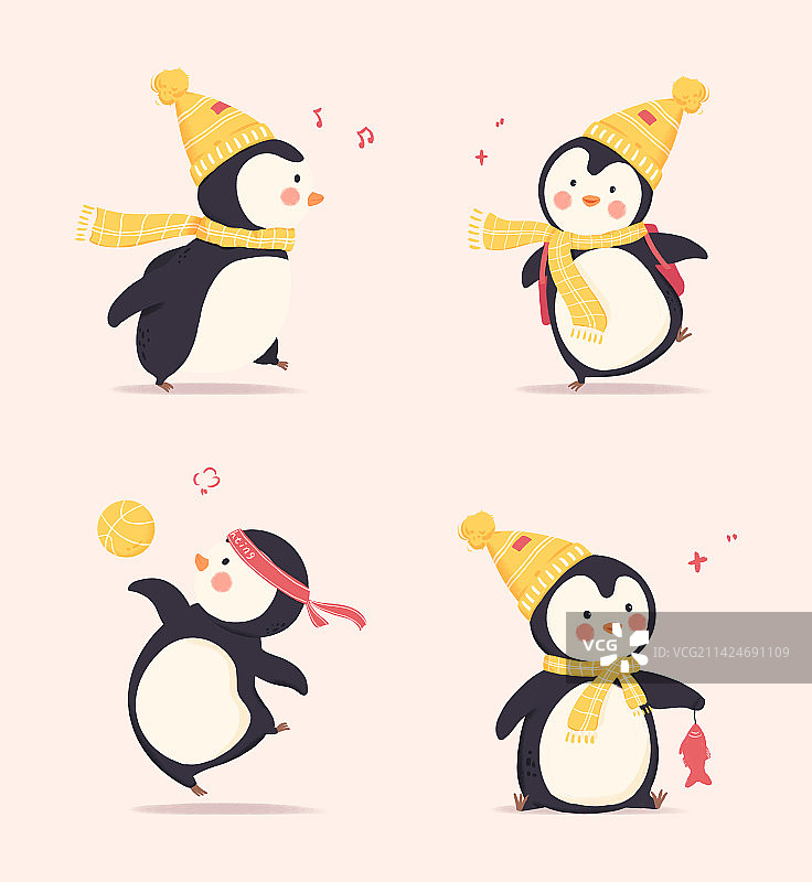 一组可爱企鹅ip卡通形象图片素材