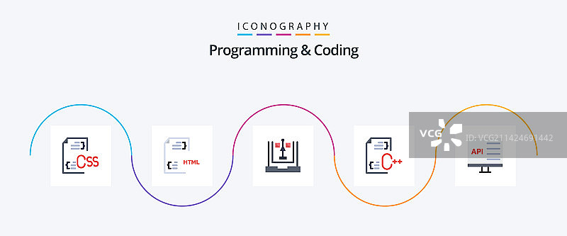 编程和编码扁平风格5图标包图片素材