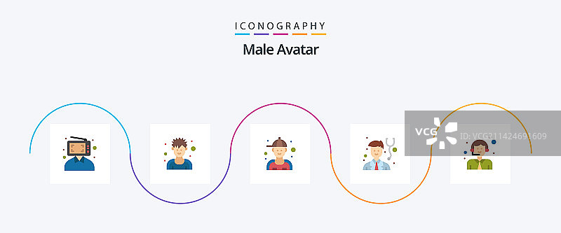 男性头像扁平5图标包，包含送货员图片素材