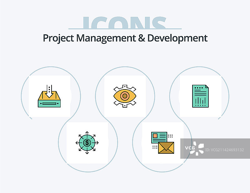 项目管理和开发线性填充图片素材