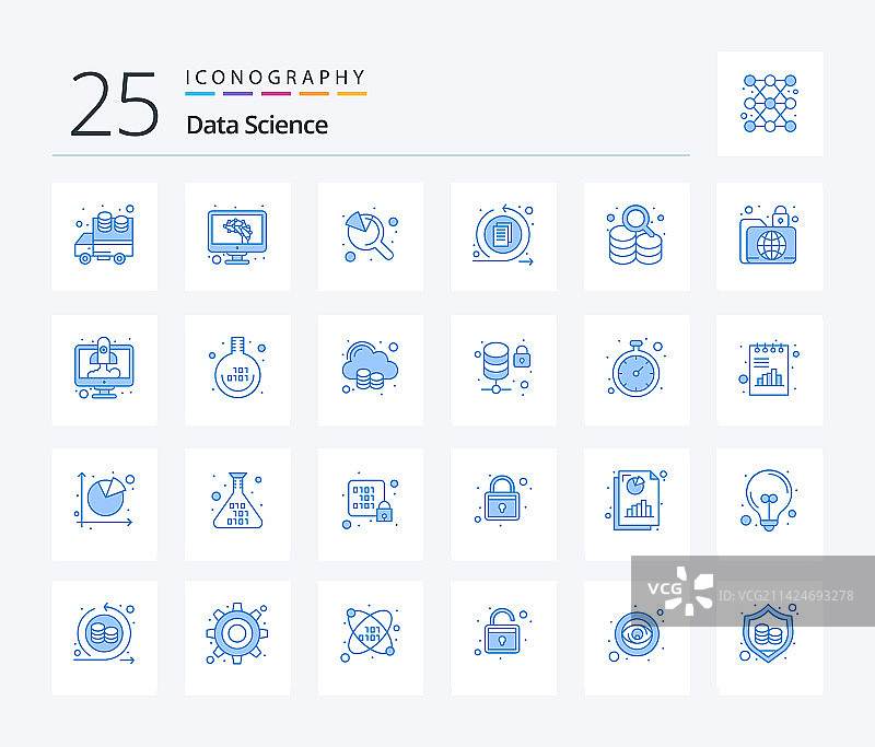 数据科学：蓝色25色图标包图片素材