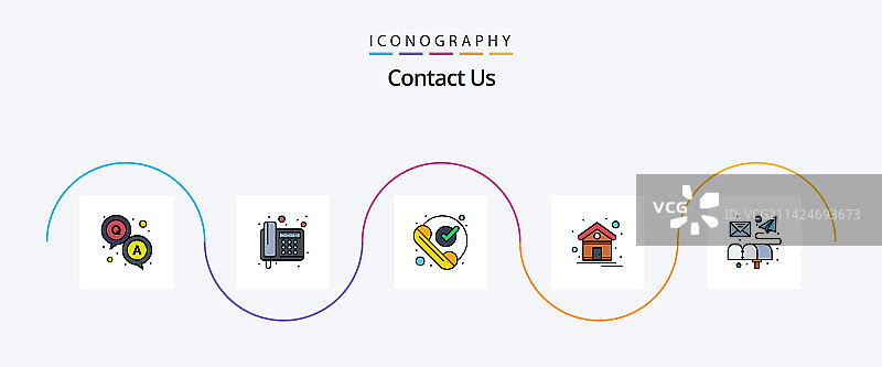 联系我们线性填充5图标包，包含图片素材