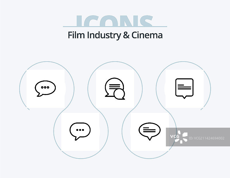 电影院线性图标包5个图标设计图片素材
