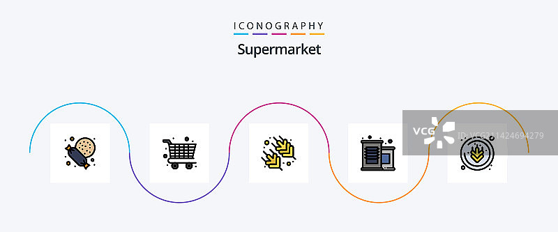 超市线条填充扁平5图标包图片素材