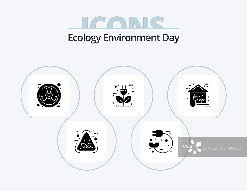 生态标志符号合集（5个图标设计，能源生态主题）图片素材