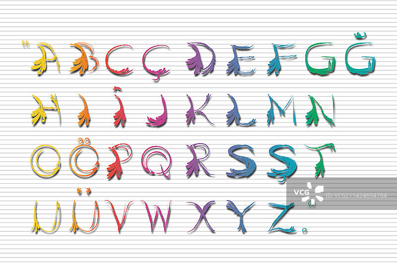 彩色阴影字母设计图片素材