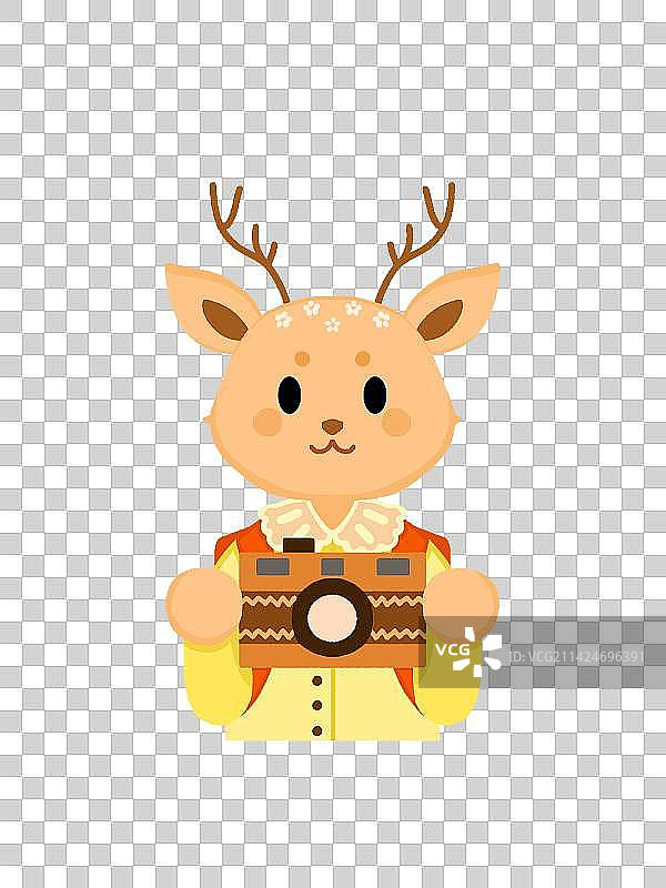 动物造型角色摄影师小鹿拍照插画图片素材