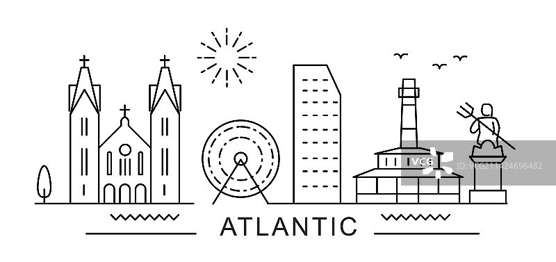 大西洋城线路海报极简风图片素材