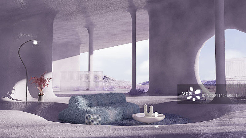 iDSTORE-三维渲染超现实主义室内家居场景电商产品展示背景数字场景图片素材