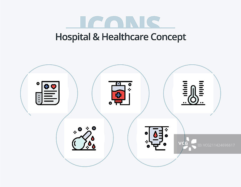 医院和医疗保健概念线性填充图标图片素材