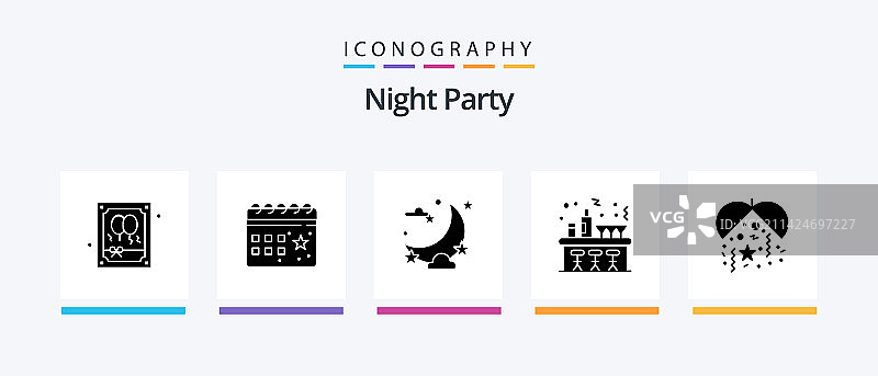 夜间派对 Glyph 5 图标包图片素材