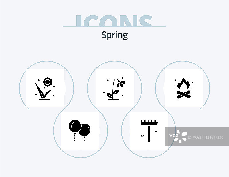 春季图案字形图标包，5个图标设计，热门花卉图片素材