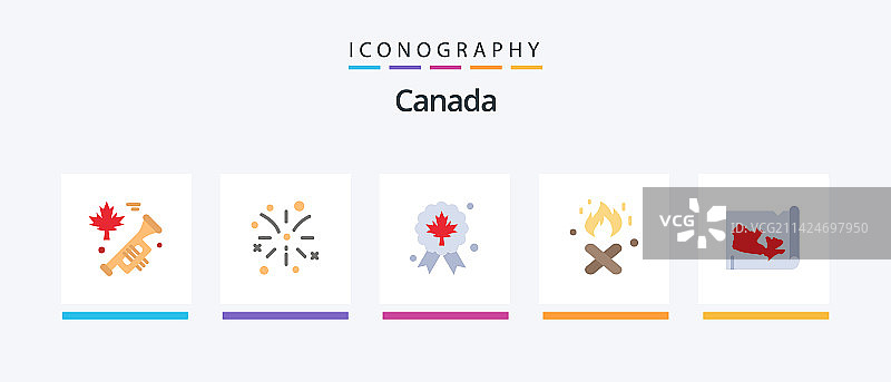加拿大扁平风格图标包，含加拿大徽章图片素材