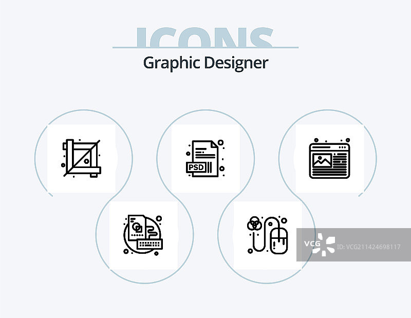 图形设计师线性图标包5款图标设计图片素材