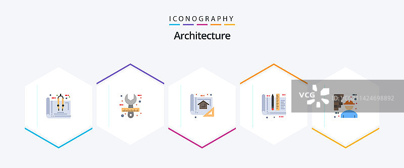 包含25个建筑扁平图标的图标包图片素材