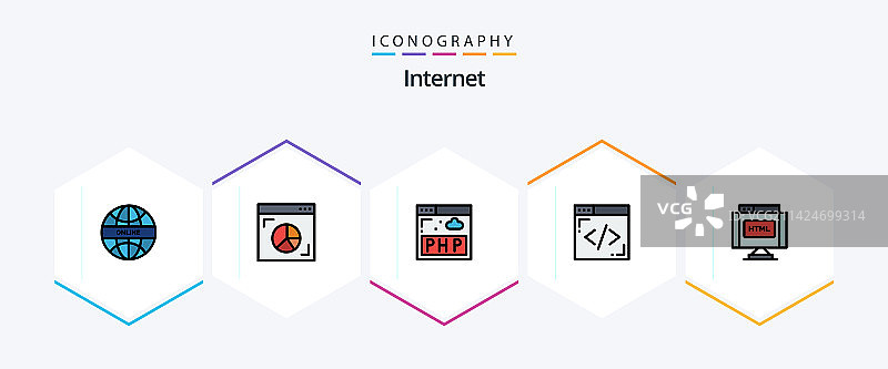 互联网填充线条图标包图片素材