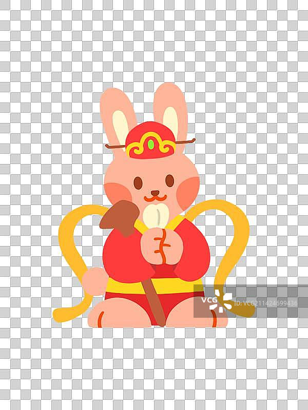 扁平兔年月老桃花喜庆兔子拜年插画图片素材