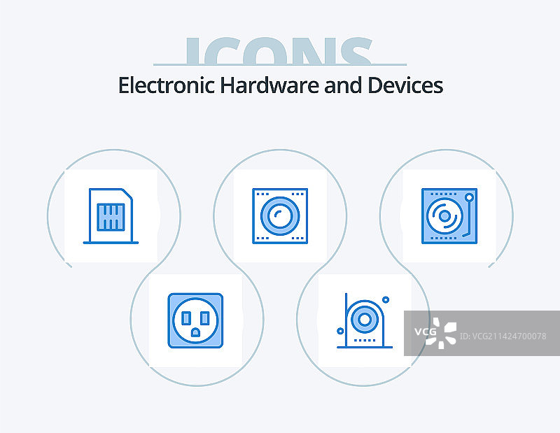 设备蓝色图标包（5个）：包含DJ设计图片素材