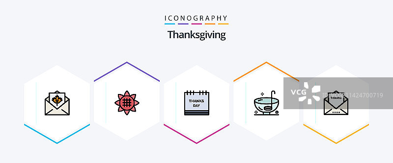 感恩节25填充线性图标包图片素材