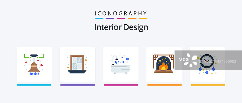 室内设计扁平风格5图标包图片素材