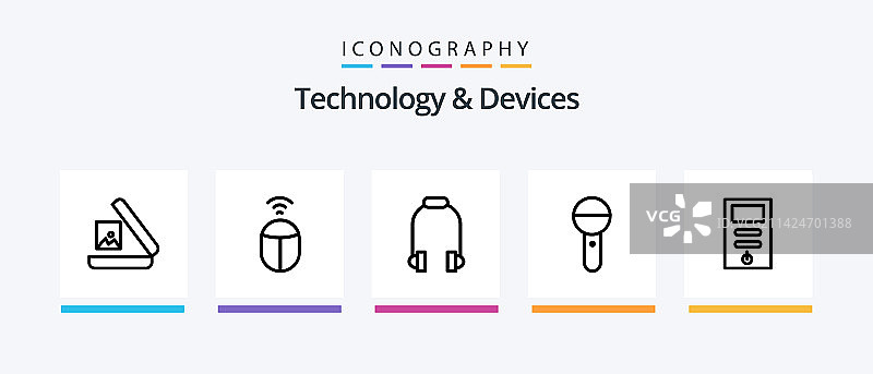 包含麦克风的设备线条5图标包图片素材