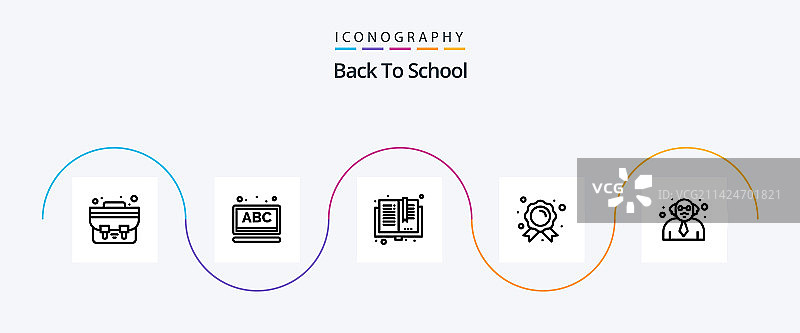 包含老师的开学季线性图标包图片素材