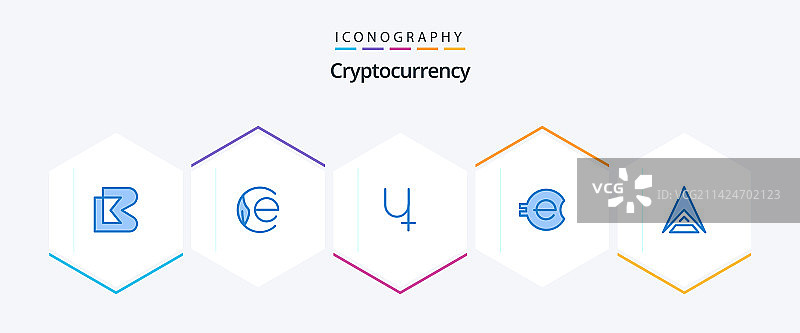 加密货币蓝色图标包（含25个代币图案）图片素材