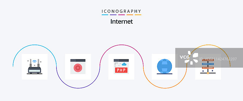 包含互联网数据的互联网扁平5图标包图片素材