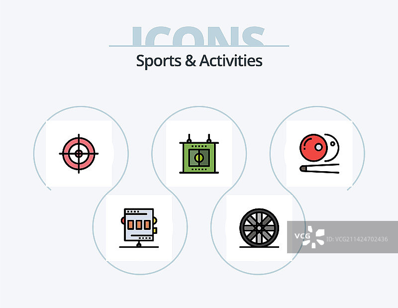 5个体育活动线性填充图标包图片素材