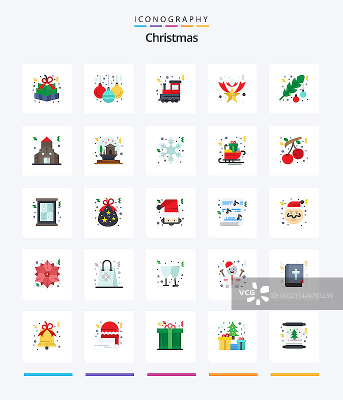 创意圣诞节25扁平图标包图片素材