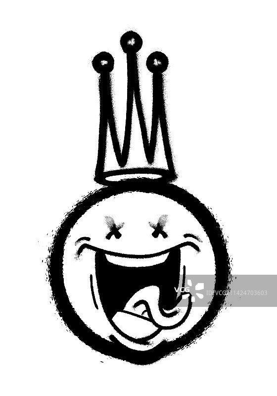 皇冠笑脸涂鸦表情符号图片素材