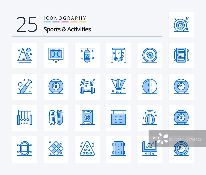 25个蓝色体育活动图标包图片素材
