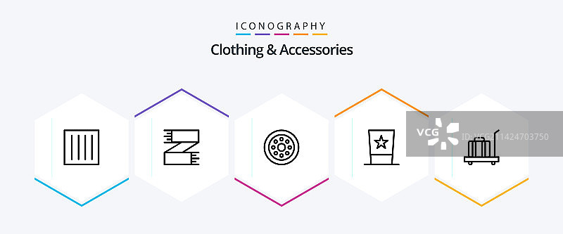 25个服装和配饰线性图标包图片素材