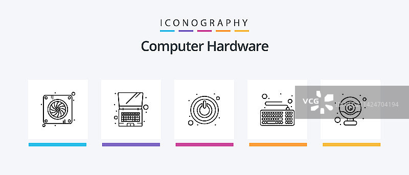 电脑硬件线性图标包，包含多种元素图片素材