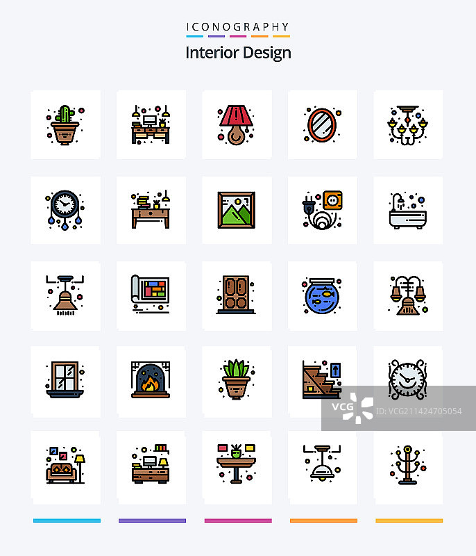 创意室内设计25线性填充图标包图片素材