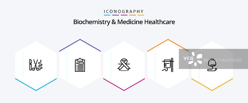 生物化学和医药保健25行图标图片素材
