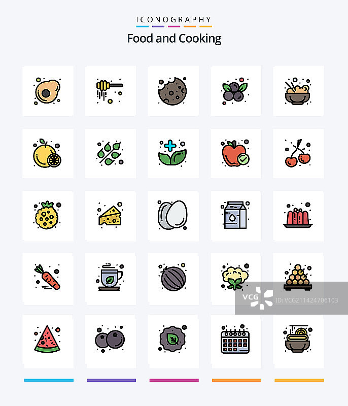 创意食品25线条填充图标包图片素材