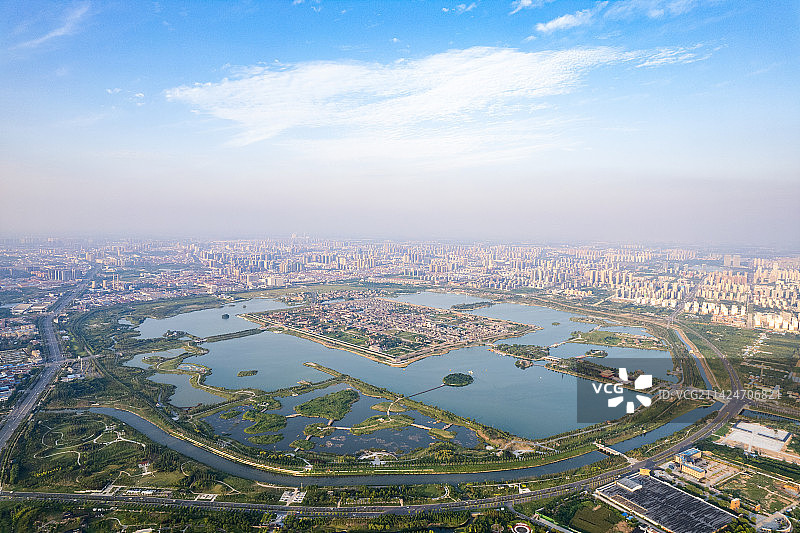 河南商丘古城高视角航拍风光图片素材